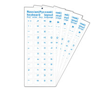 Наклейки на клавиатуру прозрачные 5шт, русские буквы, синий цвет