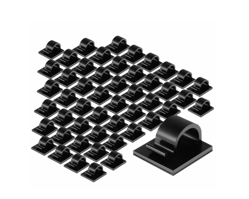 Крючки для гирлянд проводов самоклеящиеся черные настенные, 50 штук