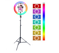 Кольцевая лампа RGB MJ20 LED с держателем для смартфона, шарниром, штативом, 15 цветов, диаметр 20см