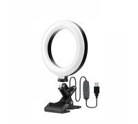 Кольцевая селфи лампа SH-116 на прищепке с шарниром, диаметр 16 см