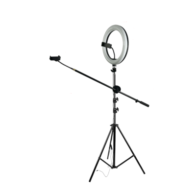 Кольцевая лампа JBH-4815 со штативом, журавлем, гибкими держателями телефона, шарниром, диаметр 26 см