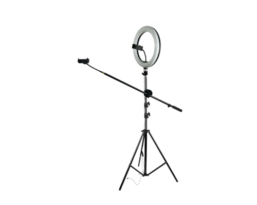 Кольцевая лампа JBH-4815 со штативом, журавлем, гибкими держателями телефона, шарниром, диаметр 26 см