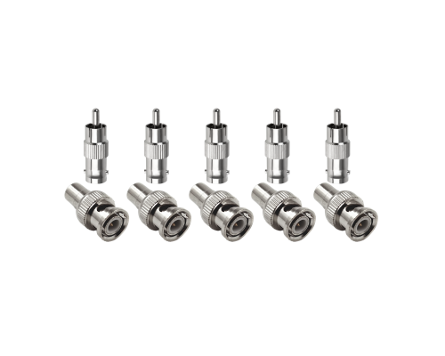 Переходники с BNC-мама на RCA-папа и гнездо RCA (мама)-штекер BNC (папа), 5 комплектов