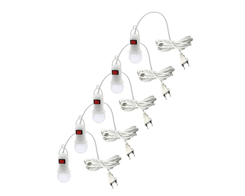 Переносная лампа 5W для автомобиля гаражная с патроном и кабелем, 5 шт