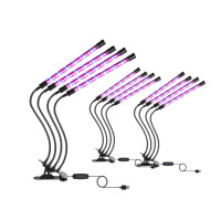 Фитолампа светодиодная, светильник для растений с регулируемым зажимом и пультом на проводе, 3 шт по 4 панели