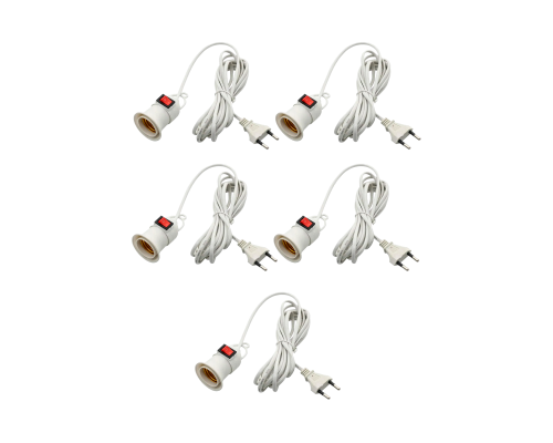 Светильник патрон подвесной с выключателем и кабелем, 5 шт