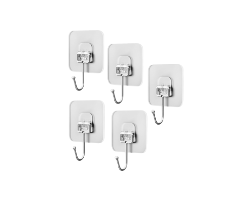 Крючок настенный самоклеящийся 7х7 см, 5 шт