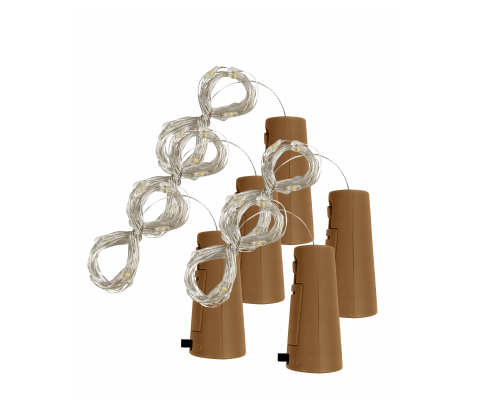 Гирлянда пробка в бутылку нить-роса на батарейках, длина 1 м, теплый свет, 5 шт