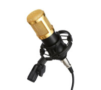 Конденсаторный микрофон BM-800, пластиковый держатель паук, ветрозащита, черно-золотой