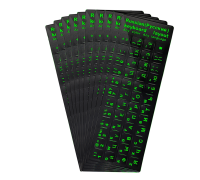 Наклейки на клавиатуру, 10шт, русские и английские буквы, зеленый цвет