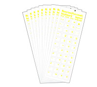 Наклейки на клавиатуру прозрачные 10шт, русские буквы, желтый цвет