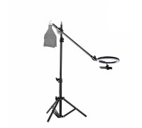 Напольная стойка штатив JBH-G15 для горизонтальной съемки с кольцевой лампой 26 см и крючком для противовеса