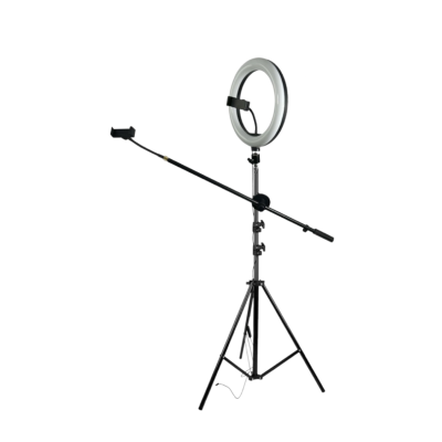 Кольцевая лампа JBH-4810 со штативом, журавлем, гибкими держателями телефона, шарниром, диаметр 26 см