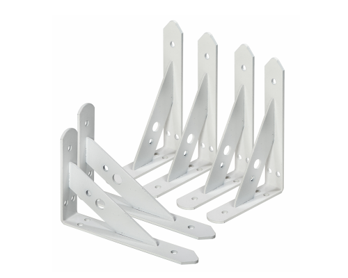 Уголок крепежный, 150*96*25*3мм, размер отверстий 6,2мм, цвет белый, 6 шт