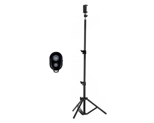Напольный штатив JBH-HD1231B с держателем для телефона, шарниром, пультом Bluetooth, высота 1.9 м