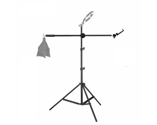 Напольная стойка штатив для кольцевой лампы  JBH-G16 для съемки сверху с крючком для противовеса и держателем телефона