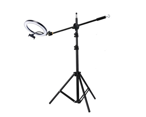 Напольная стойка штатив JBH-G191 для горизонтальной съемки с кольцевой цветной лампой 30 см и крючком для противовеса