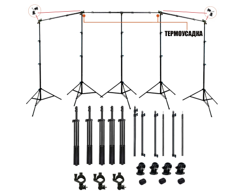 Переносной каркас для фотофона KF-600Z с регулировкой по высоте до 200 см и ширине до 600 см с возможностью поворота горизонтальной планки