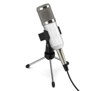 Конденсаторный микрофон BM-800, USB адаптер, настольная тренога, держатель прищепка, ветрозащита, белый