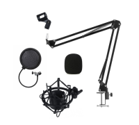 Настольная стойка для микрофона пантограф NB-3570 с металлическим пауком, поп-фильтром и ветрозащитой