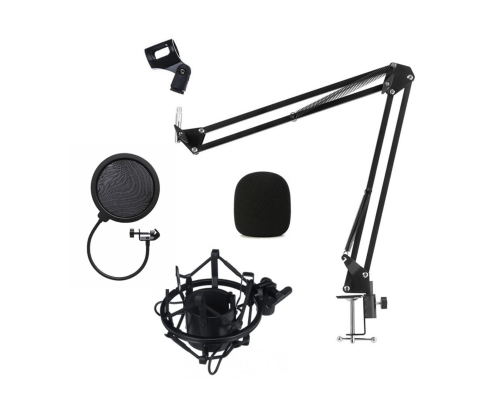 Настольная стойка для микрофона пантограф NB-3570 с металлическим пауком, поп-фильтром и ветрозащитой