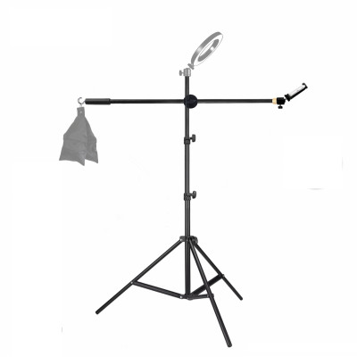 Напольная стойка для кольцевой лампы LS-G18 на усиленном штативе (LS8806) с крючком для противовеса для съемки сверху с держателем для телефона