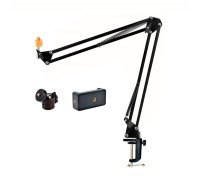 Настольная стойка пантограф NBS-3551 с усиленной струбциной, шарнирным креплением и держателем телефона