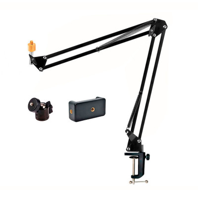 Настольная стойка пантограф NBS-3551 с усиленной струбциной, шарнирным креплением и держателем телефона