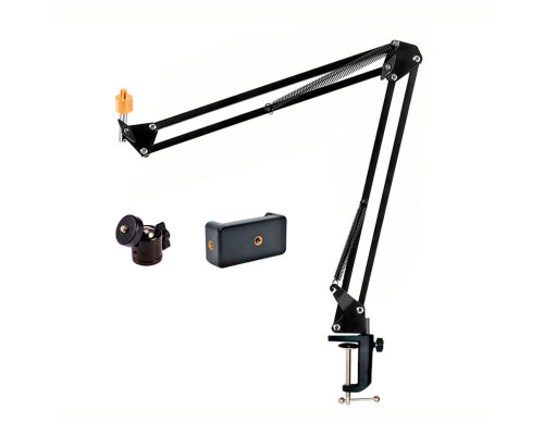 Настольная стойка пантограф NBS-3551 с усиленной струбциной, шарнирным креплением и держателем телефона