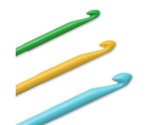 Крючки вязальные детские 4,00 /5,00 /6,00 мм/ 15 см, пластик, цветные, 3 шт