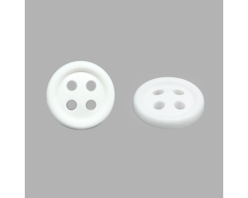 Пуговица сорочечная 14 мм, 4 прокола, цвет белый