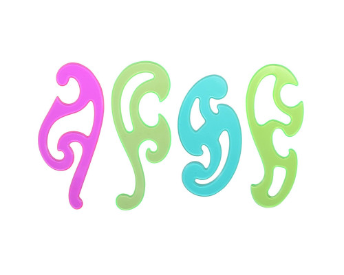 Лекала РНЛ01, прозрачные, цветные, 4 шт