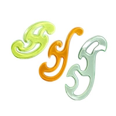 Лекала РНЛ02, 3 шт, прозрачные, цветные