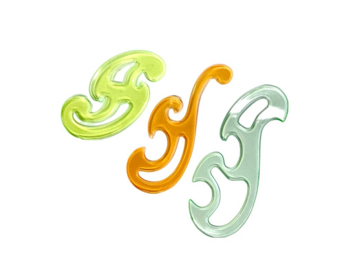 Лекала РНЛ02, 3 шт, прозрачные, цветные