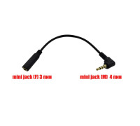 Переходник угловой Mini Jack 3.5 мм (F) 3 pin - 3.5 мм (M) 4 pin 