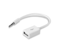 Кабель белый 3.5mm AUX АУДИО 4 pin - USB 2.0