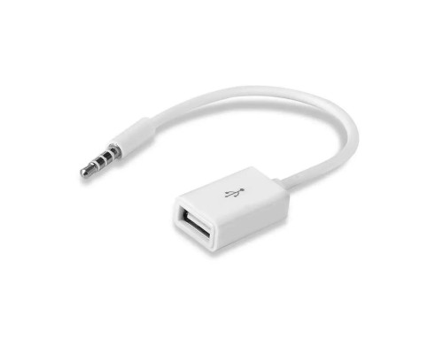 Кабель белый 3.5mm AUX АУДИО 4 pin - USB 2.0