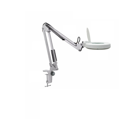 Косметологическая светодиодная лампа лупа LN-6 на струбцине, настольная, белая