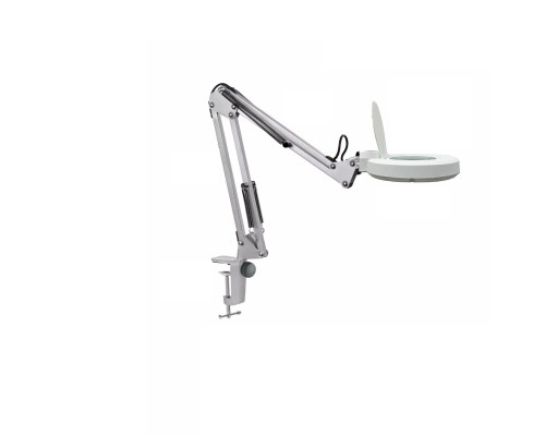 Косметологическая светодиодная лампа лупа LN-6 на струбцине, настольная, белая