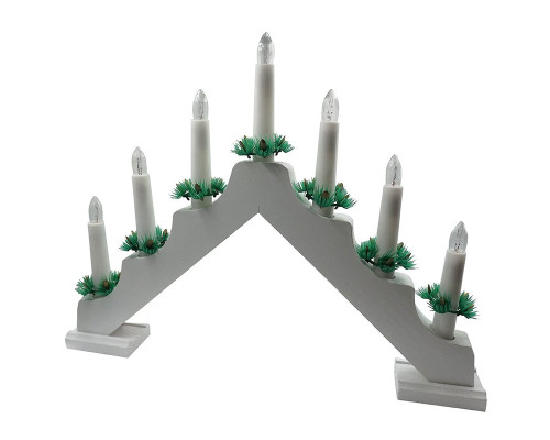 Светильник рождественская горка c деревянной основой, белая
