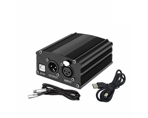Фантомное питание PHP2 для конденсаторных микрофонов с кабелем XLR(m) - XLR(f) и USB кабелем питания, 48V