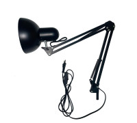 Светильник настольный, абажур средний черный на пантографе без струбцины