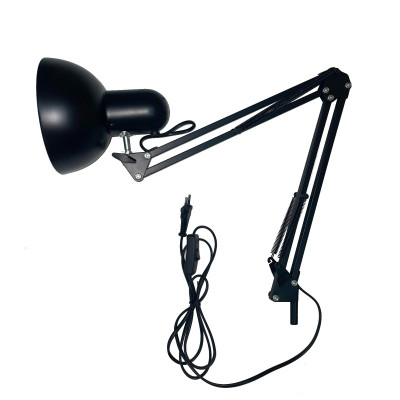 Светильник настольный, абажур средний черный на пантографе без струбцины