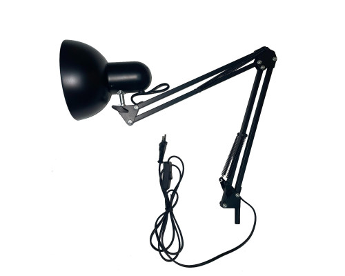 Светильник настольный, абажур средний черный на пантографе без струбцины