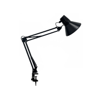 Светильник черный LNB-LBB с большим абажуром на пантографе с черной пластиковой струбциной