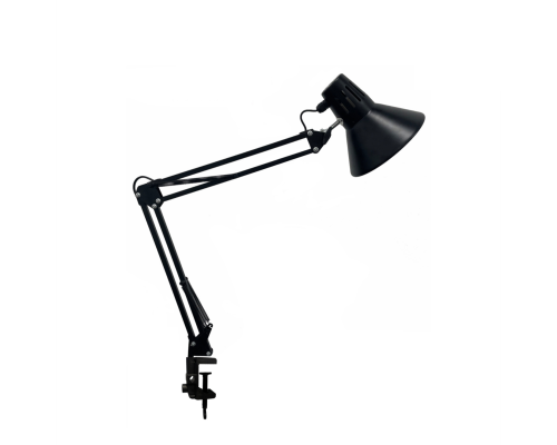 Светильник черный LNB-LBB с большим абажуром на пантографе с черной пластиковой струбциной