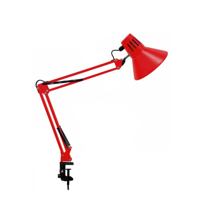 Светильник красный NBR-LBR с большим абажуром на пантографе с черной пластиковой струбциной