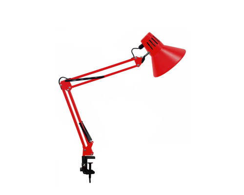 Светильник красный NBR-LBR с большим абажуром на пантографе с черной пластиковой струбциной