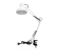 Светильник LMW-48B белый со средним абажуром на пантографе с черной пластиковой струбциной