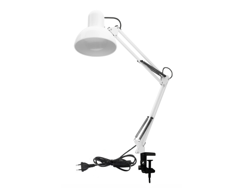 Светильник LMW-48B белый со средним абажуром на пантографе с черной пластиковой струбциной